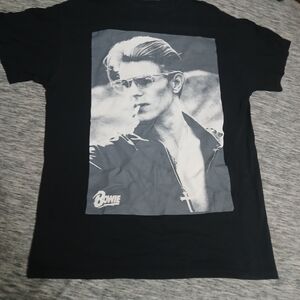 Source Unknown Black T-Shirt with Monochrome Bowie Portrait